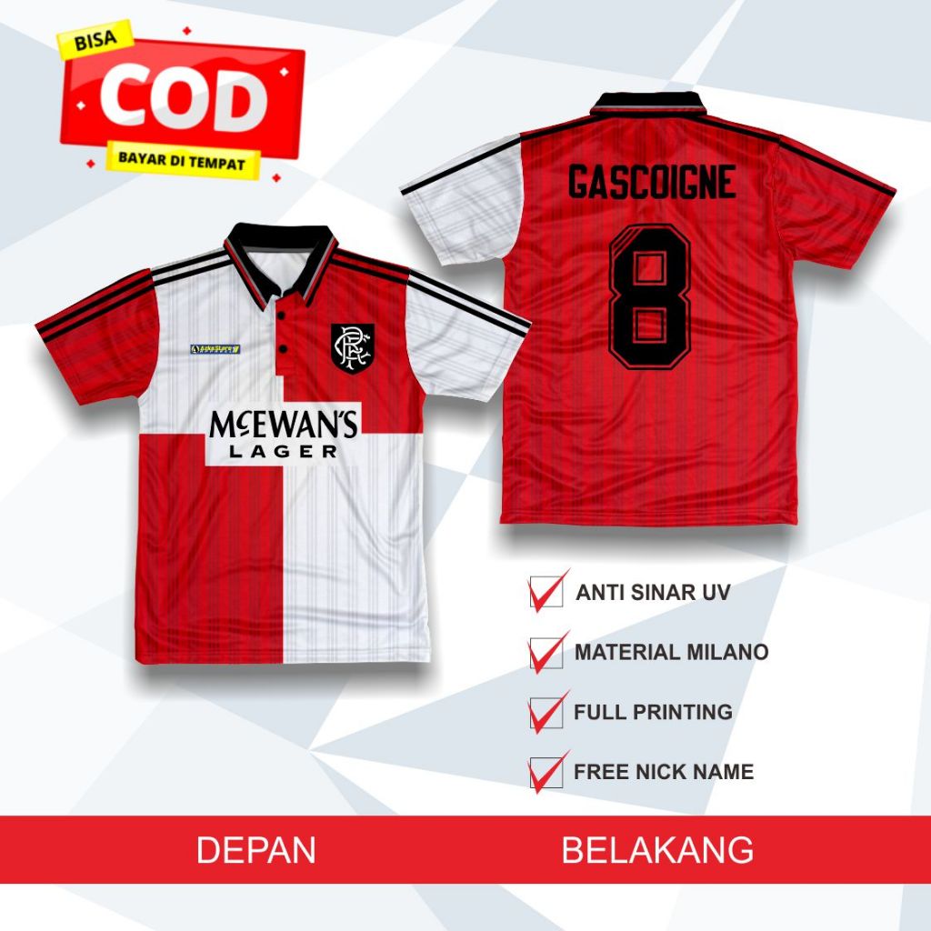 WANGKI Jersey Glasgow Rangers (TERLARIS) FULL PRINTING Baju Nyaman Pria Dewasa