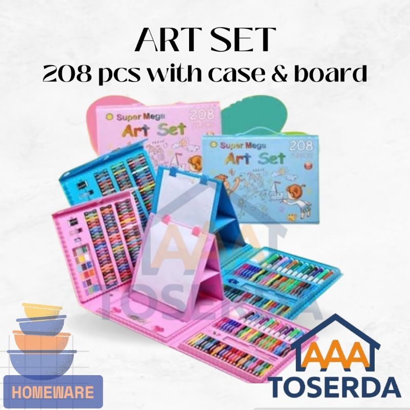 

AAA Toserda | Art Set 208Pcs | Crayon & Alat Gambar Anak Lengkap | Set Mewarnai Lengkap dengan Case & Drawing Board