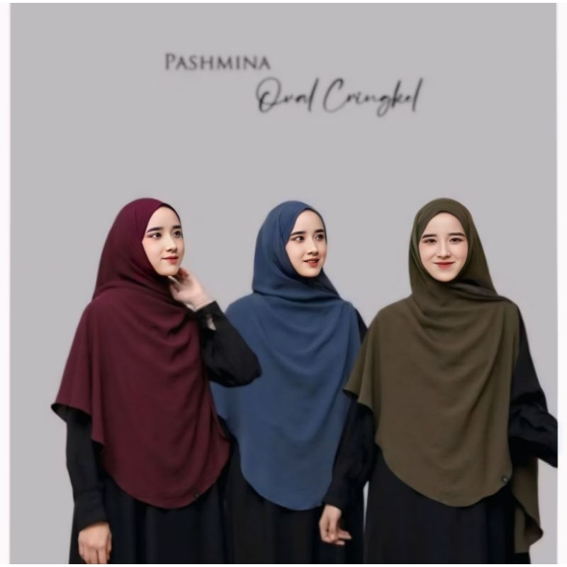 Hijab Syar'i Pashmina Oval Jumbo Crinkle Airflow Size L dan XL bahan Crinkle Airflow
