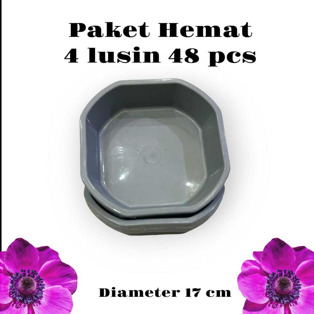 PAKET HEMAT 4 LUSIN 48 PCS BASKOM SILVER DIAMETER 17 CM KOTAK LOYANG BALI SODAN PLASTIK MURAH