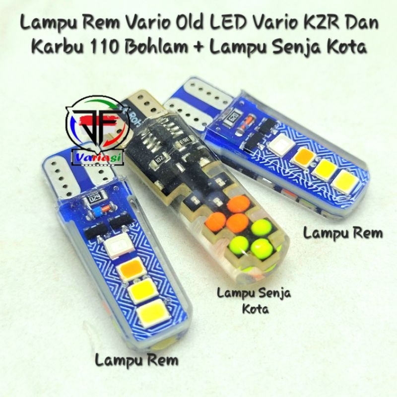 Paket Lampu Rem + Lampu Kota Vario LED Old Vario KZR Bohlam dan Vario 110 Karbu Warna RGB 2 Mode Sok