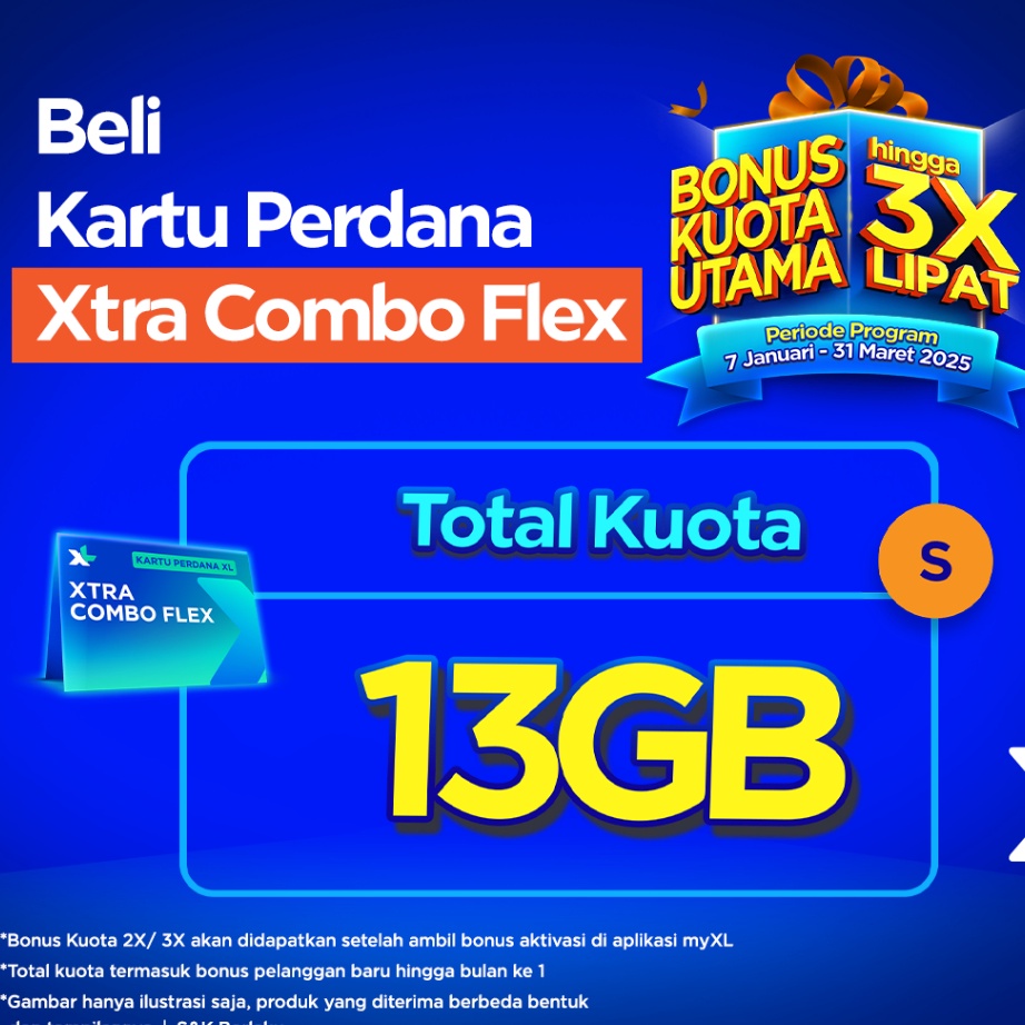 BISA COD  Kartu Perdana XL Xtra Combo Flex S