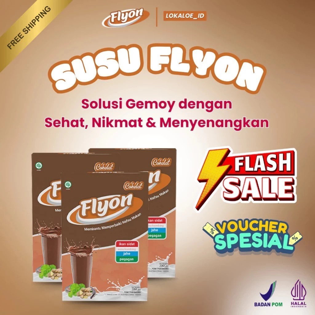 

3 BOX PROMO TERBATAS!!! FLYON COKLAT Susu Penambah BB/ Paling Ampuh/ Full Nutrisi Alami