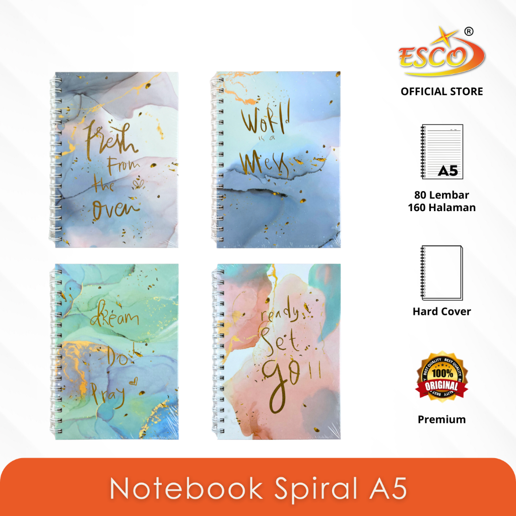 

Esco >< DEPAI Buku Catatan Spiral Bergaris A5 / Hard Cover Spiral Lined Notebook A5-5000-6