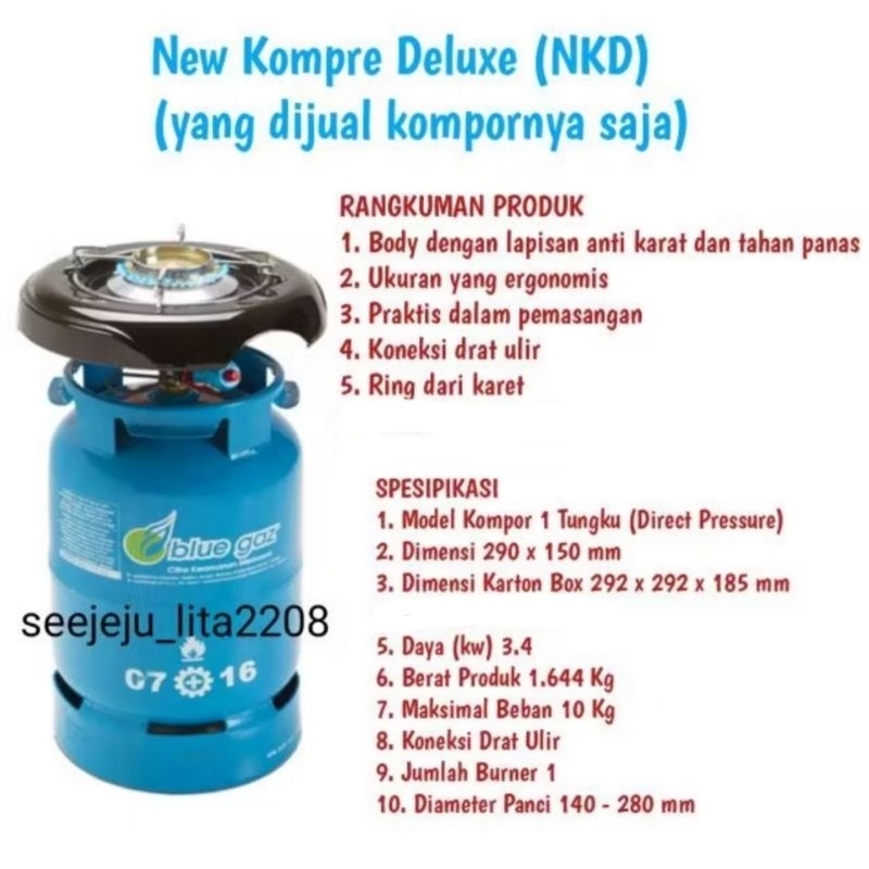 Kompor Blue Gaz saja. (New Kompre Deluxe - NKD) Harga Kompornya Saja, kompor ini hanya untuk tabung 