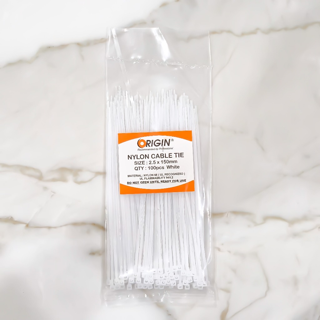 

CABLE TIES ORIGIN 2.5x150mm ( KABEL TIS PENGIKAT NYLON )