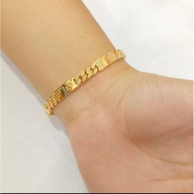 gelang tangan motif flat padi mirip mas asli