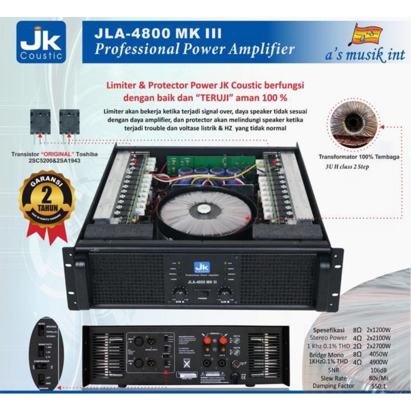 Power Amplifier JK Coustic JLA-4800 MK III Original