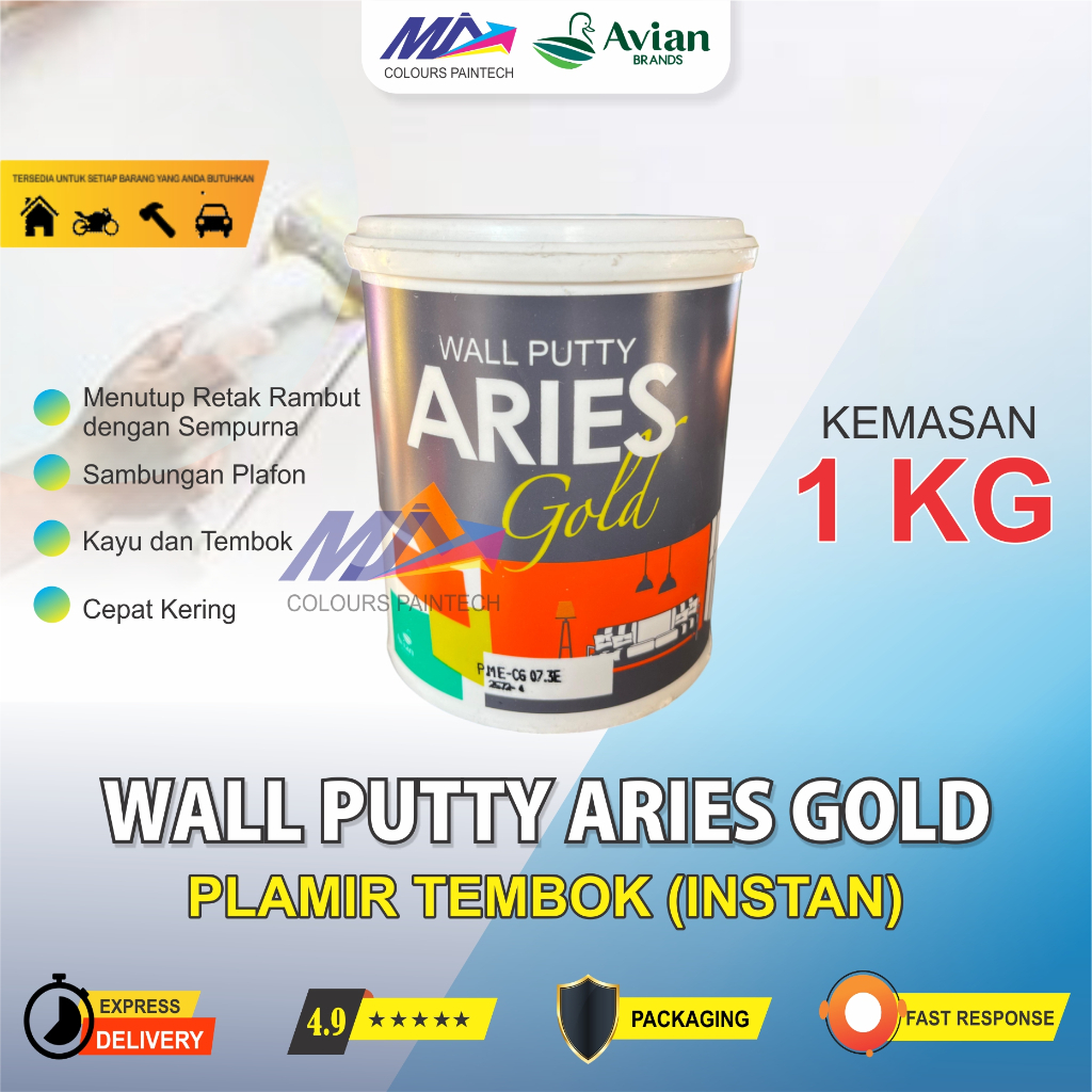 Avian Dempul Kayu - Plamir Aries Gold Wall Putty Filler 1kg- cat dempul - cat warna