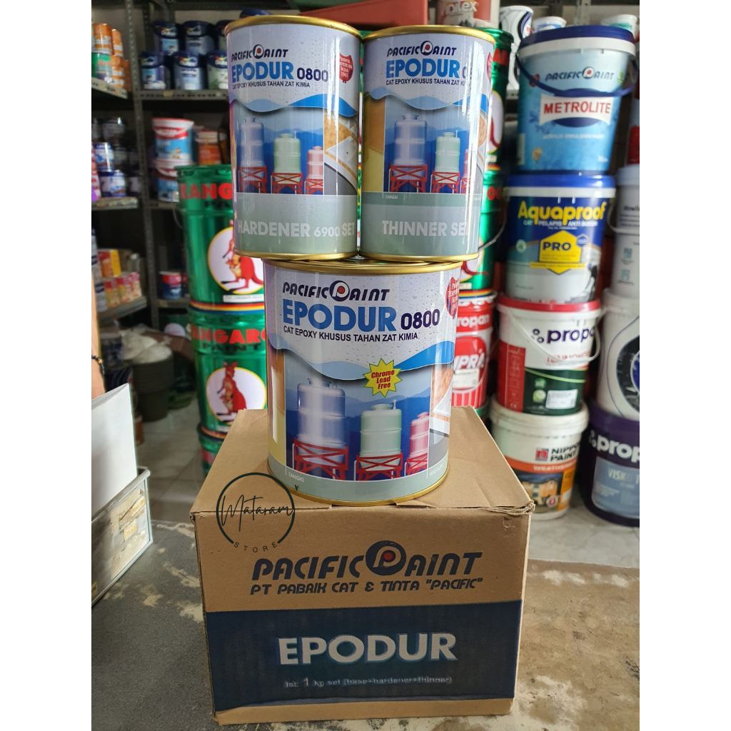 EPODUR 0800 PACIFIC PAINT CAT EPOXY 1 SET / LAPISAN LANTAI BETON KAYU BESI INTERIOR FLOOR DECK - can