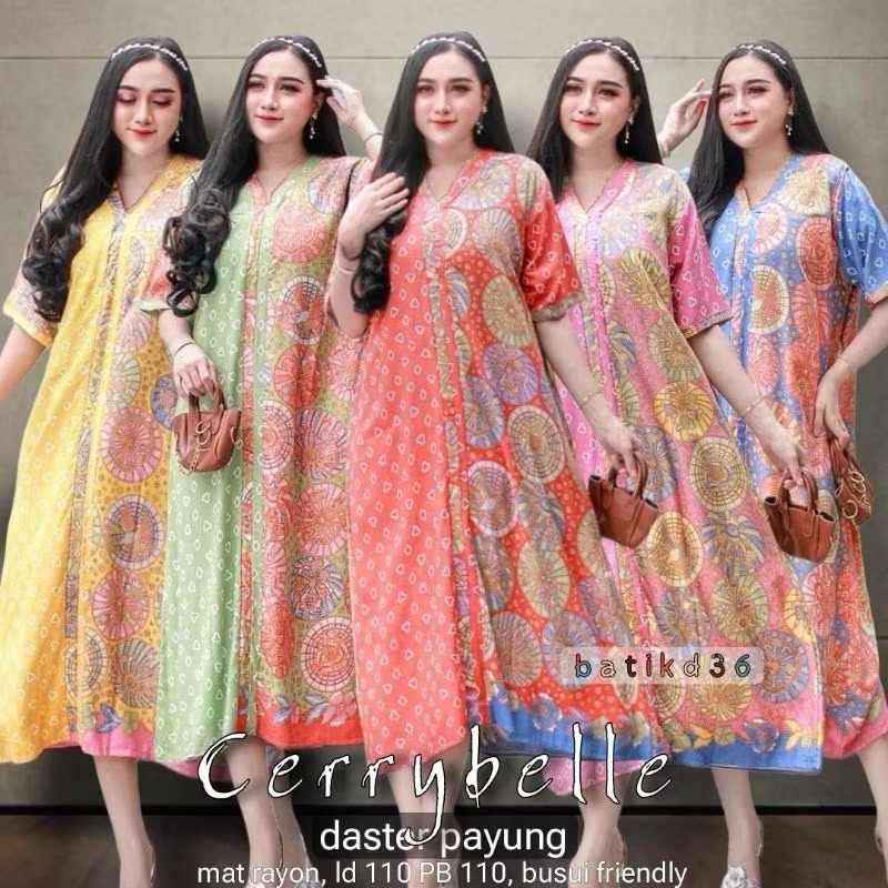 Jessa Daster Payung Cherrybelle Warna Soft - Bahan Rayon Premium Motif Batik Elegan