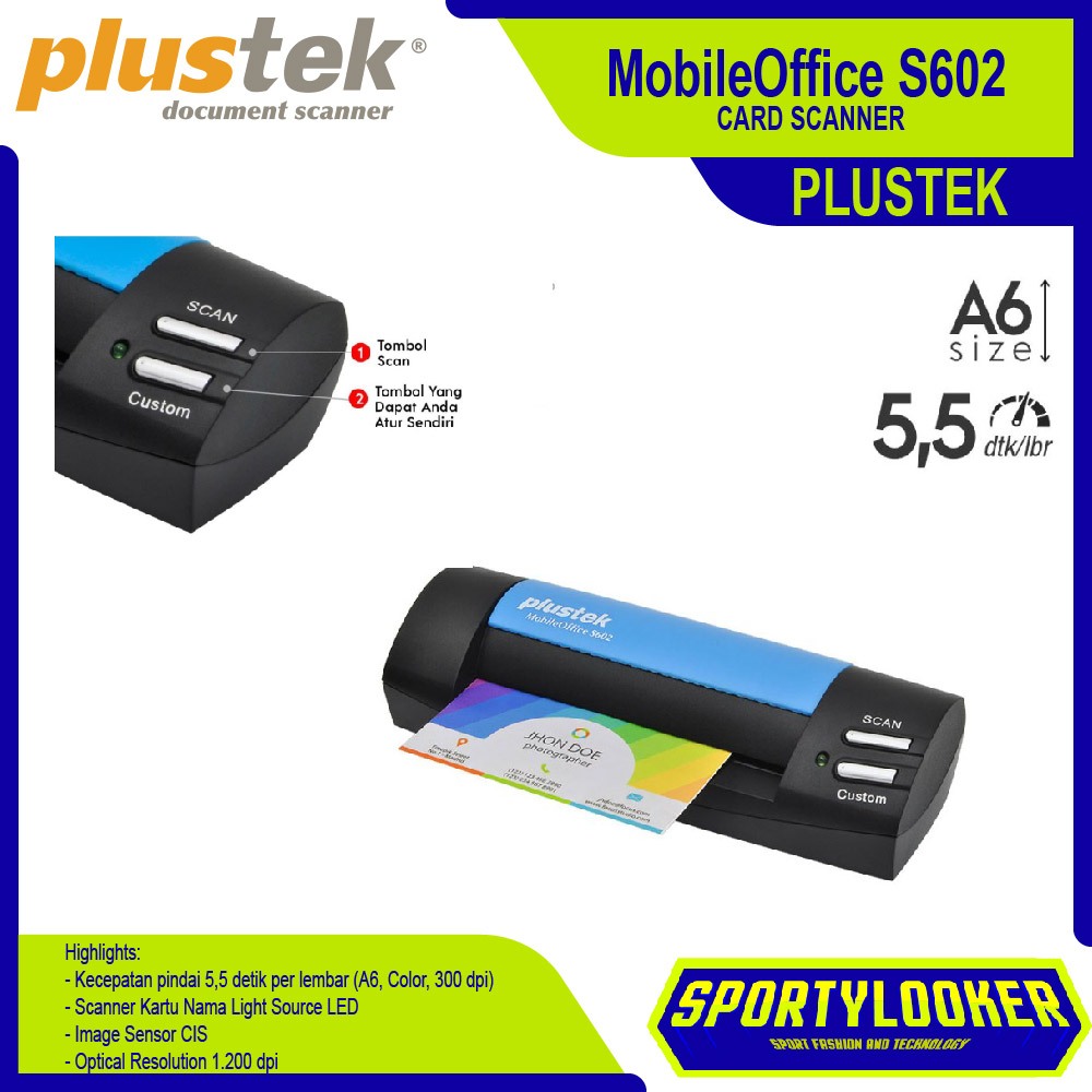 Scanner Portable Plustek MobileOffice S602 | A6 | 5,5 detik