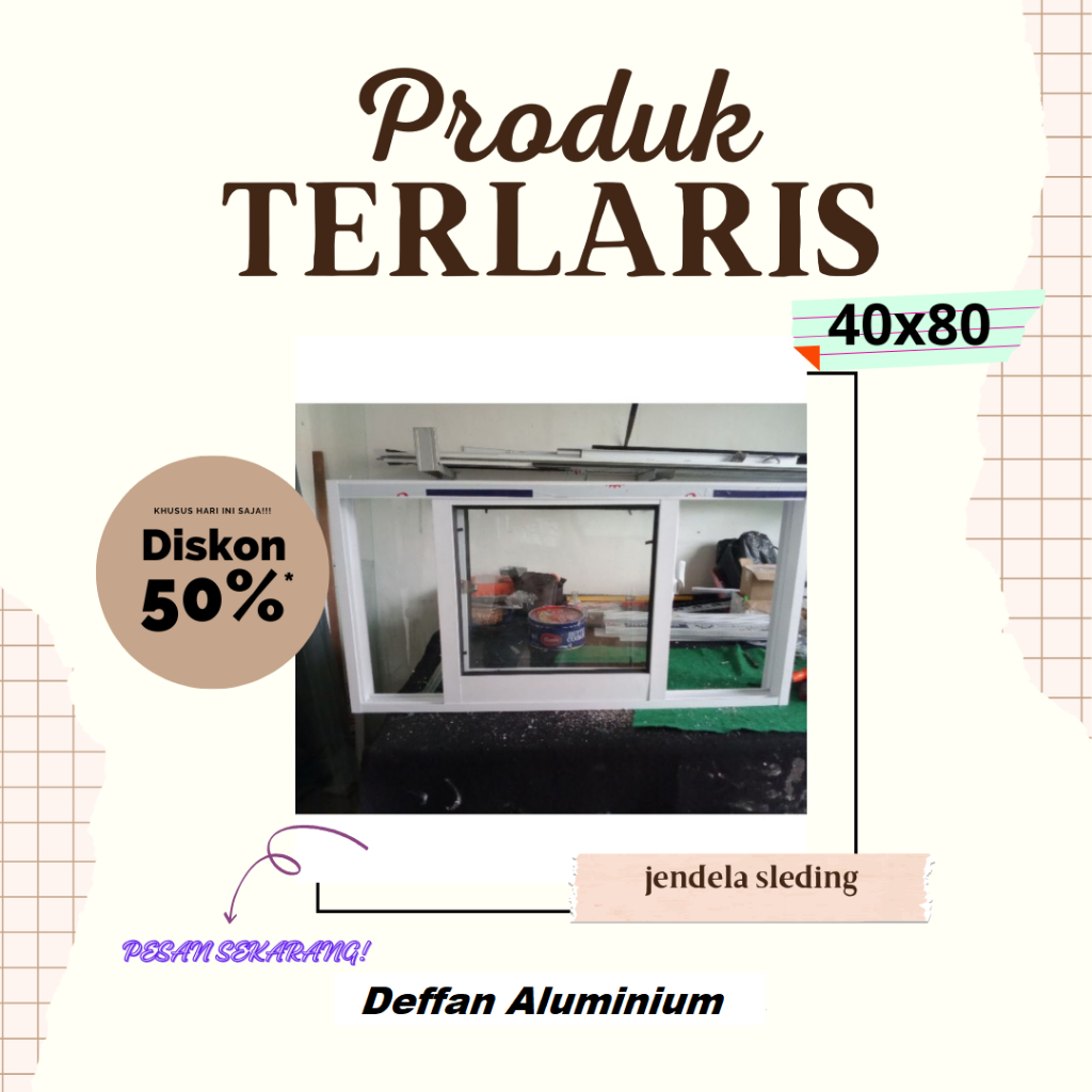 kusen jendela aluminium sliding 40x80