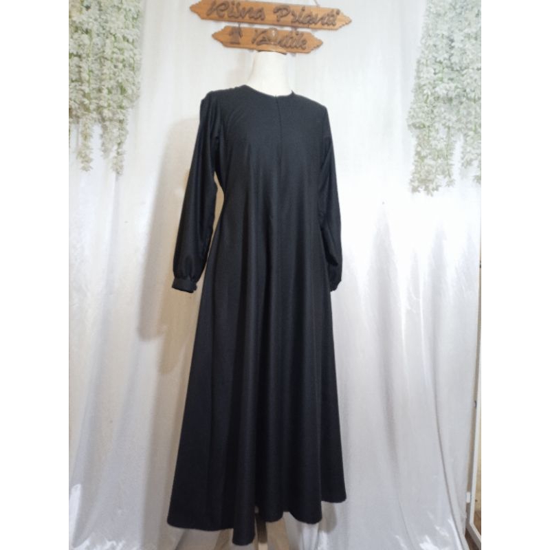 gamis hitam  polos toyobo fodu