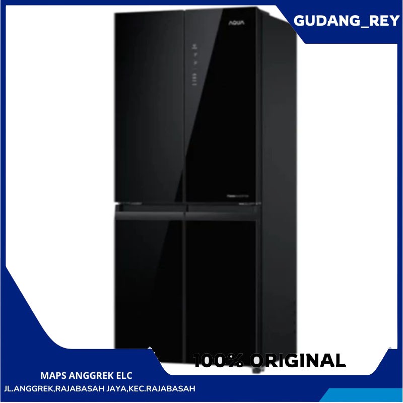 KULKAS AQUA 4 PINTU AQUA 506RGG BK = 406L (GLASS DOOR INVERTER) Garansi Resmi