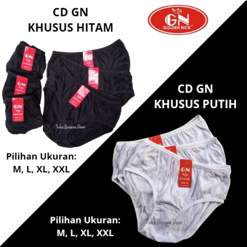 1pcs 3 pcs CD Khusus Hitam Putih | Celana Dalam Wanita Golden Nick | CD GN Polos Katun 937