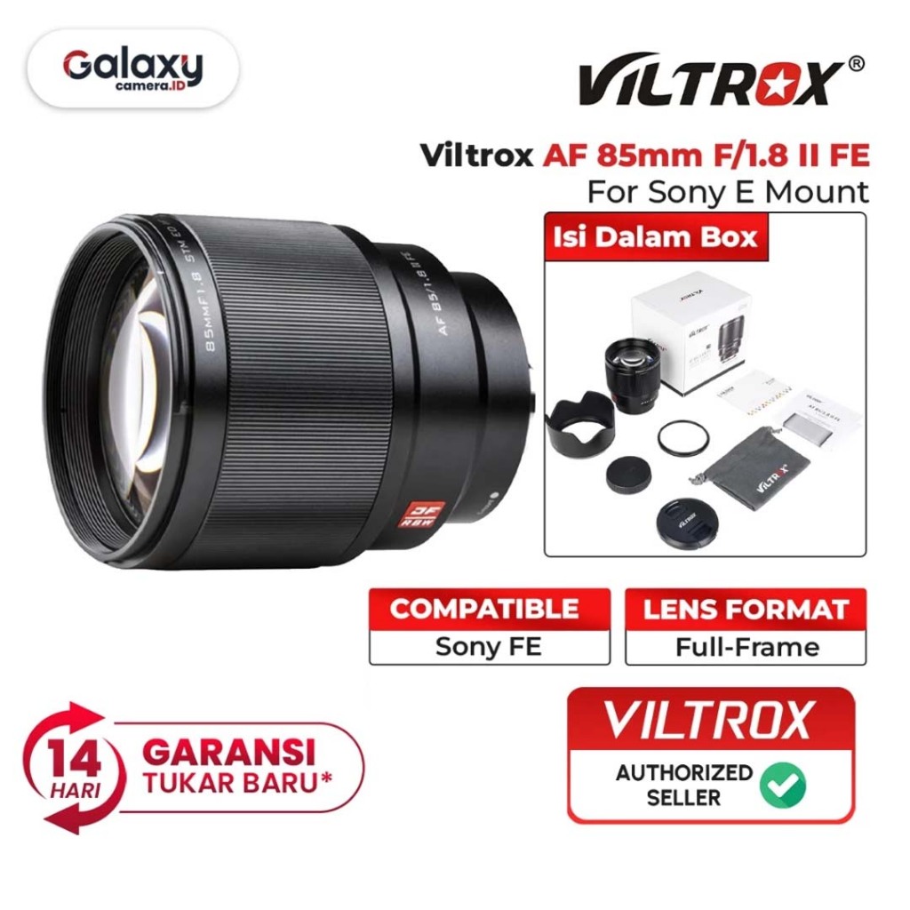 Viltrox AF 85mm f1.8 II Lensa for Sony E Mount Viltrox 85 mm f1/8 Resmi