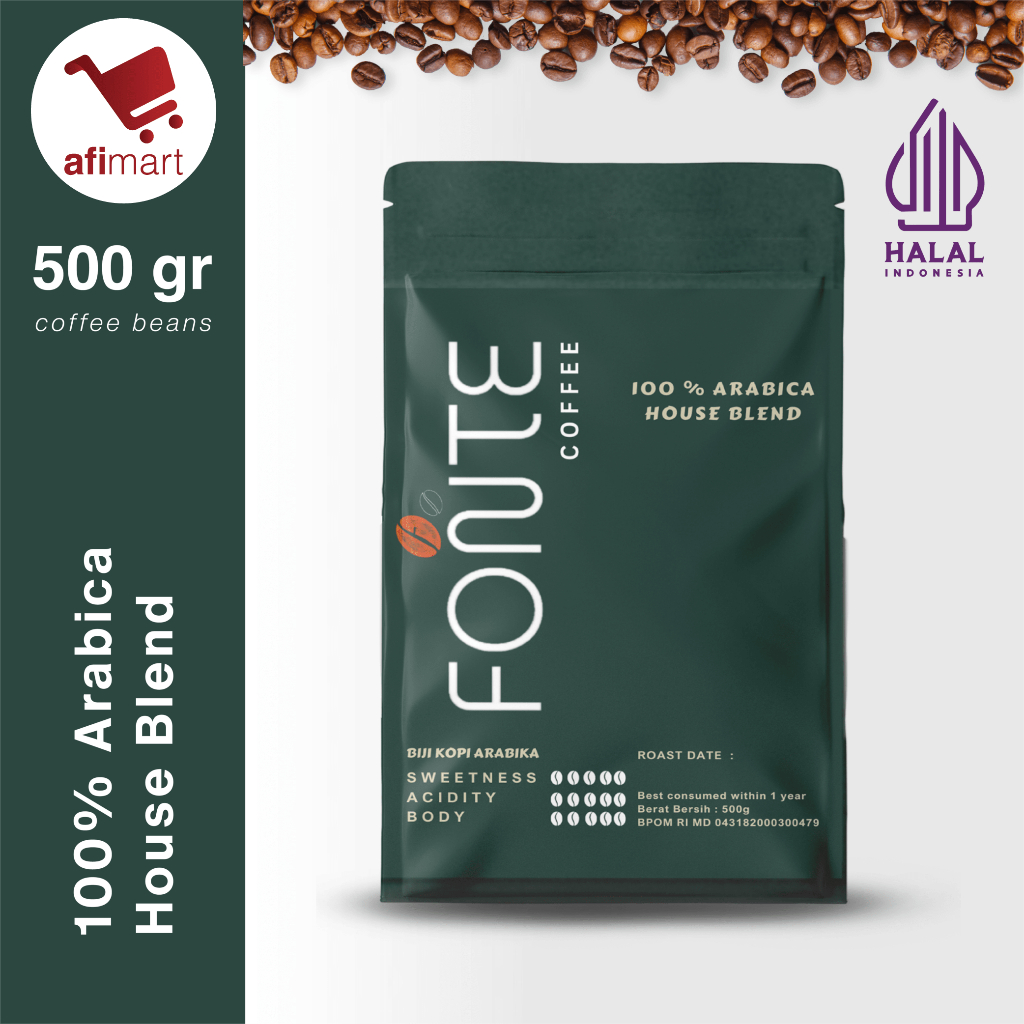 

Fonte Coffe 100% Arabica House Blend 500g / Premium Coffe Beans / Biji Kopi Arabika