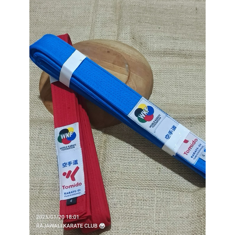 sabuk karate - sabuk tanding karate - sabuk tanding tomido - sabuk karate aka ao