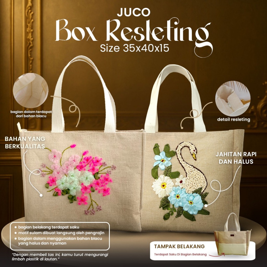 Tas Tote Bag Wanita Tas Jute Tas Goni Motif Tas Jute Sulam