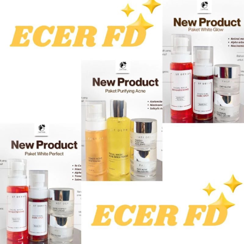 ETALASE ECER FAST DERM SKINCARE FACIAL WASH FAST DERM TONER FAST DERM DAY CREAM NIGHT CREAM FASTDERM
