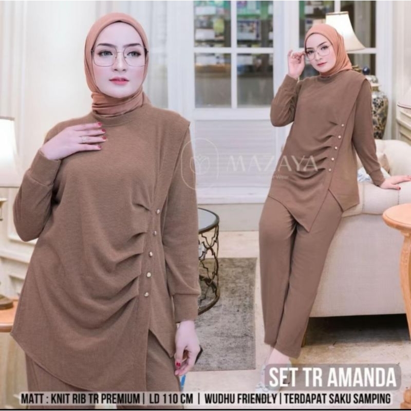 LINDA ONE SET KAOS KNIT PREMIUM CASUAL MUSLIMAH