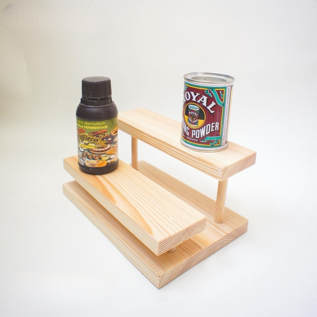 Rak Rack Holder Kayu Tempat Botol Minyak Gula Bumbu Masak Dapur Aestetik Serbaguna