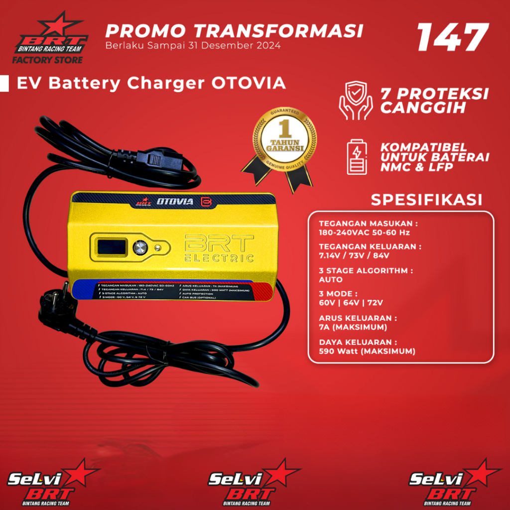 CHARGER EV BATERAI BATTERY MOTOR LISTRIK OTOVIA FAST CHARGING BRT