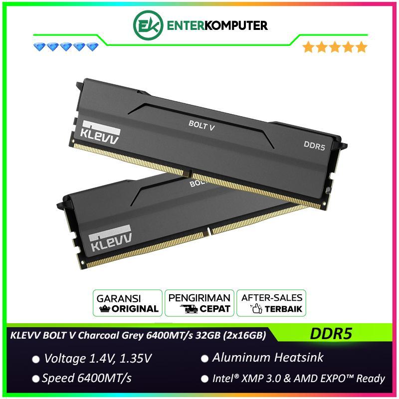 KLEVV BOLT V Charcoal Grey DDR5 PC51200 6400MHz 32GB (2x16GB) / RAM 32GB