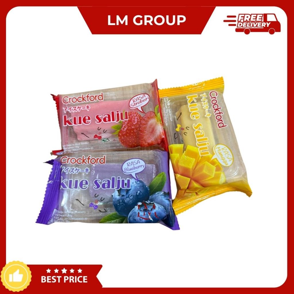 

Crockford Kue Salju Mochi Cake isi Selai Rasa Mangga/Strawberry/Blueberry 35gr