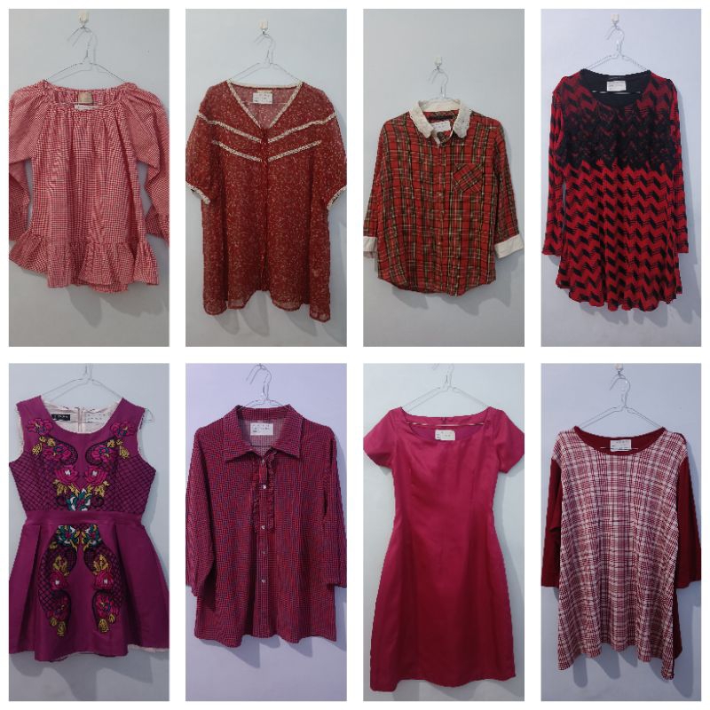 Preloved Baju/Blouse/Dress/Outer Warna Merah Tua/Maroon/Magenta