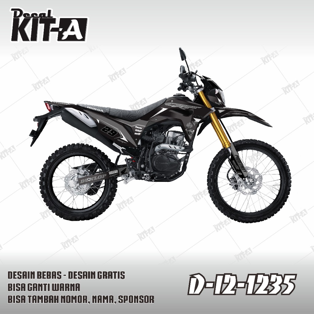 DECAL STICKER CRF 150 HITAM ABU PUTIH FULL BODY KEREN I2-1235