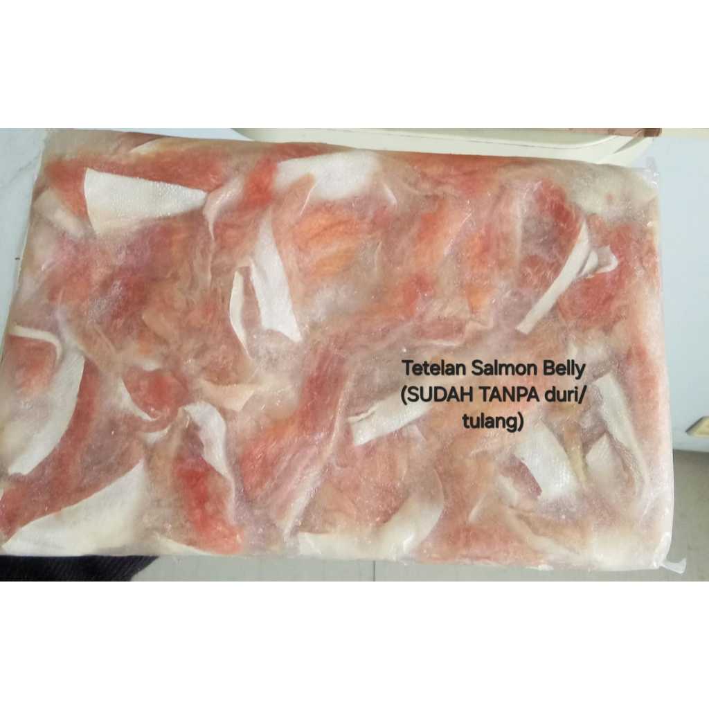 

Tetelan Salmon Belly, sudah TANPA duri per 1/2kg