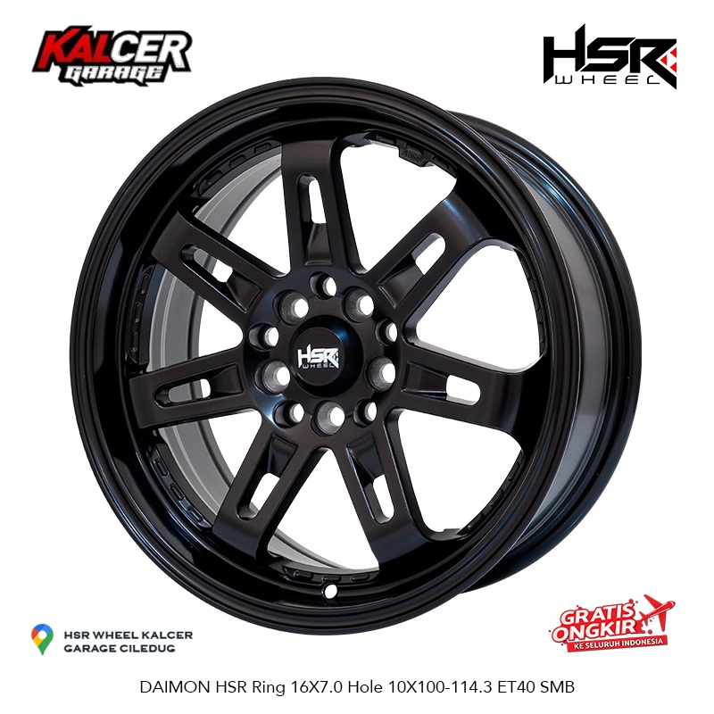 VELG HSR DAIMON R16 UNTUK MOBIL SUZUKI FRONX, INNOVA, NEW VELOZ UKURAN WARNA SEMI MATTE BLACK