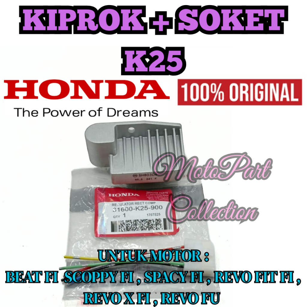 KIPROK + SOKET KODE-K25 HONDA BEAT FI/SCOPPY FI/SPACY FI/REVO FIT FI/REVO X FI/REVO FU ORIGINAL 100%