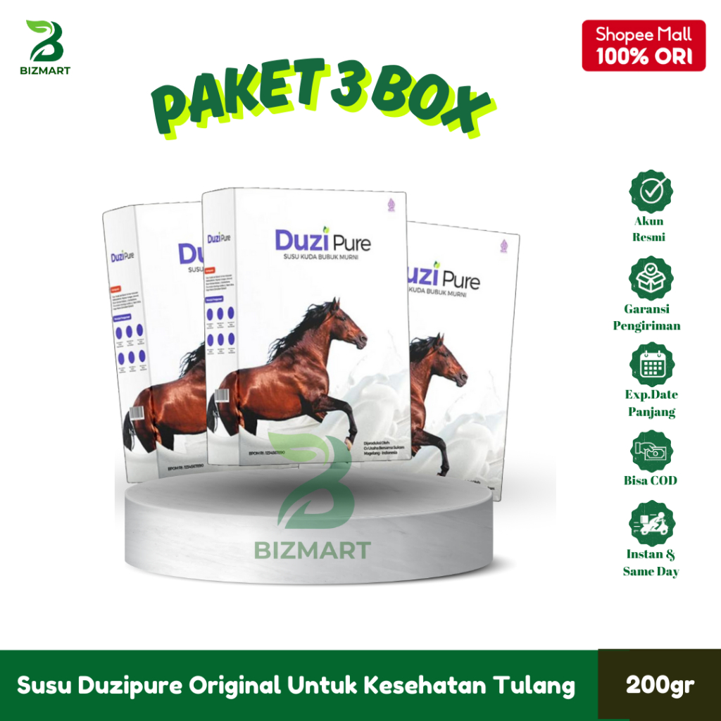 

Duzi Pure Original Paket 3 Box Susu Kuda Lombok Full Cream 200gram