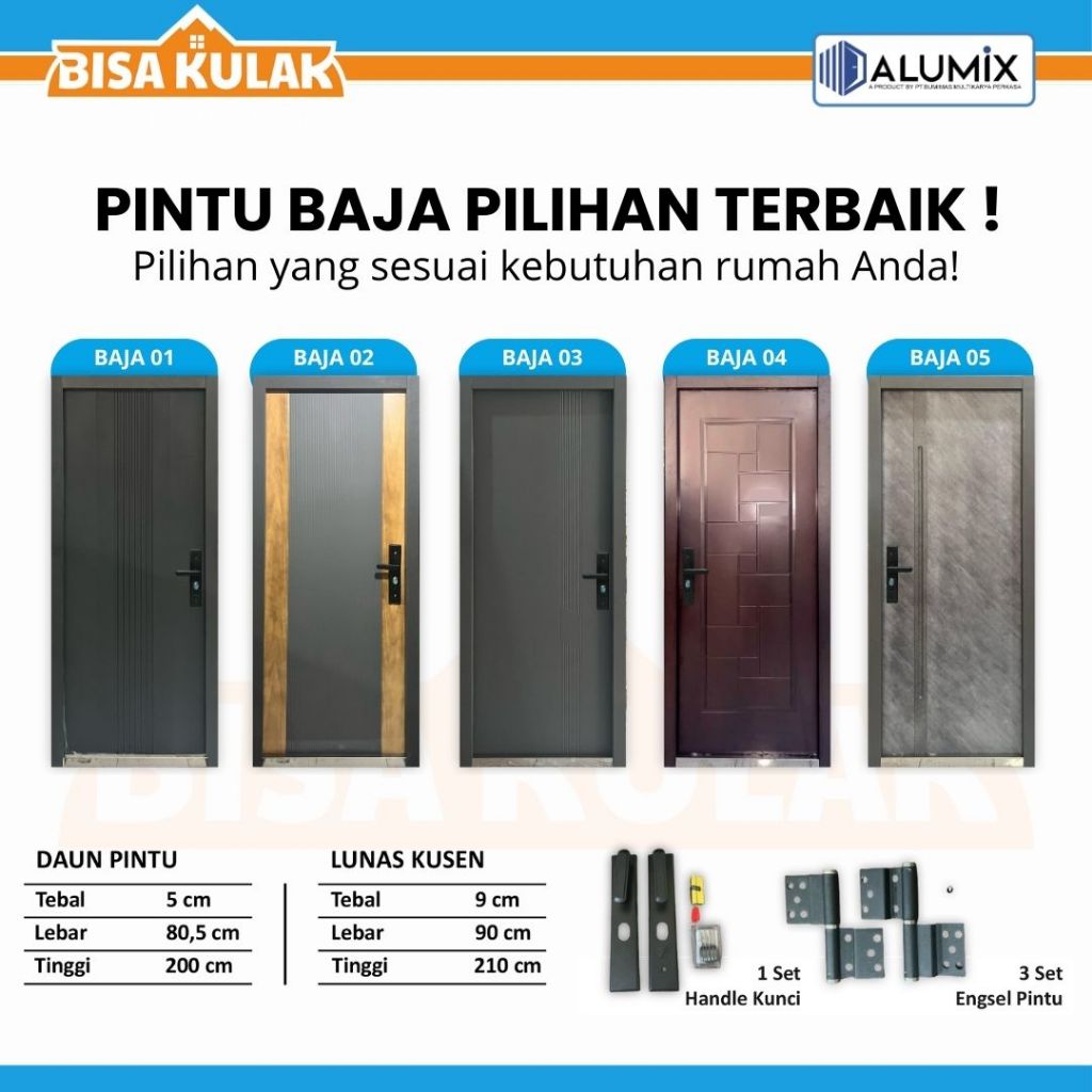 PINTU BAJA ALUMIX - PINTU BAJA PILIHAN TERBAIK UNTUK RUMAH MODERN - FREE INCLUDE HANDLE KUNCI DAN EN