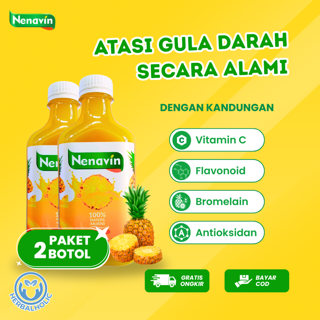 

Paket 2 Botol Nenavin Cuka Nanas 100% Original 300ml / Cuka Nanas