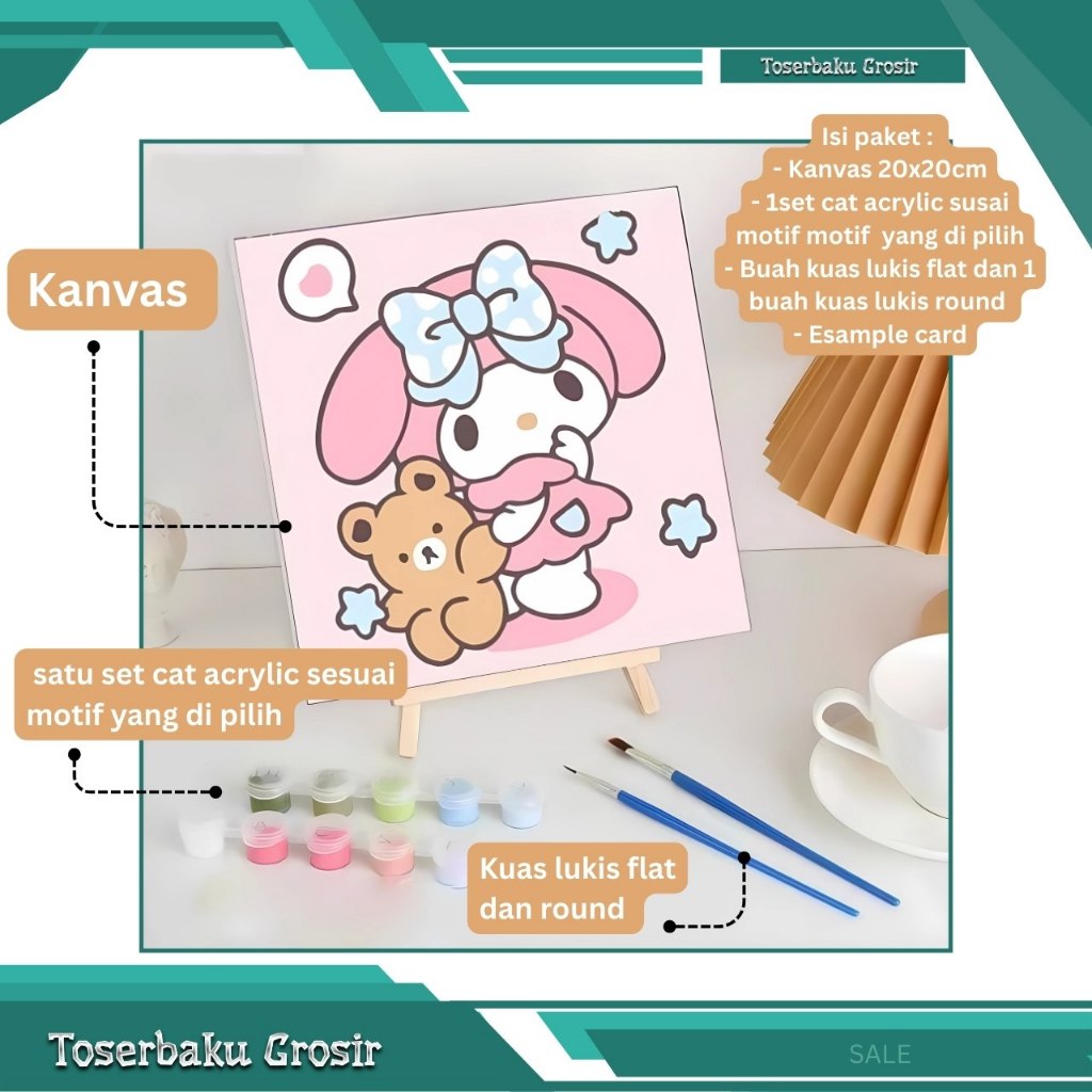

Painting Set DIY Paint By Number Kids 20x20 Aestetic Kanvas
