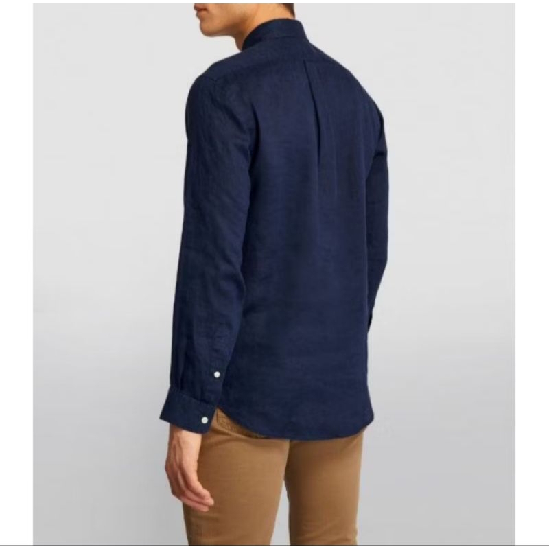 Kemeja Lengan Panjang Linen - Polo Ralph Lauren (Navy)