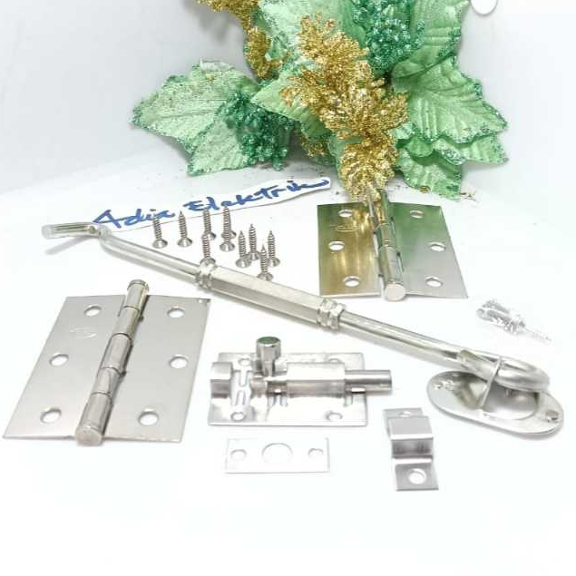 [MURAH] Paket Satu Set Jendela Hak Angin Tebal Engsel Grendel Baut Lengkap / Paket Engsel Jendela