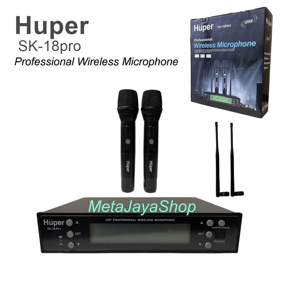 Microphone Wireless Huper SK-18pro Dua Mic Gagang