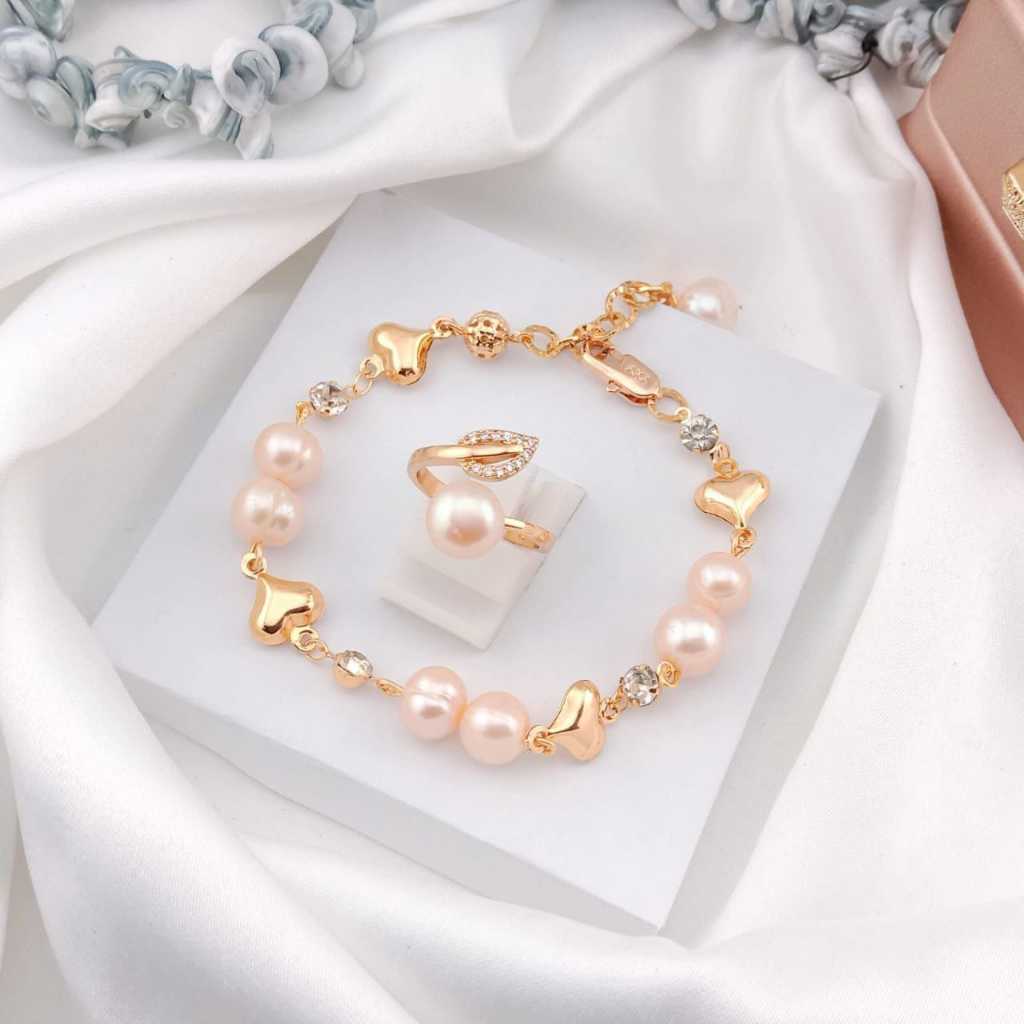 Satu Set Perhiasan Mutiara Air Tawar Asli Lombok - ST031