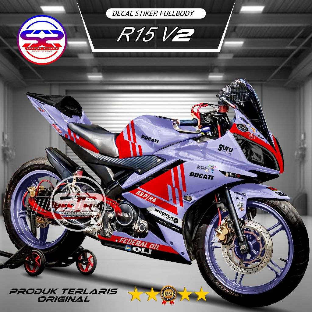 Ducati Decal Stiker Fullbody R15 V2 Desain 2 Warna Racing