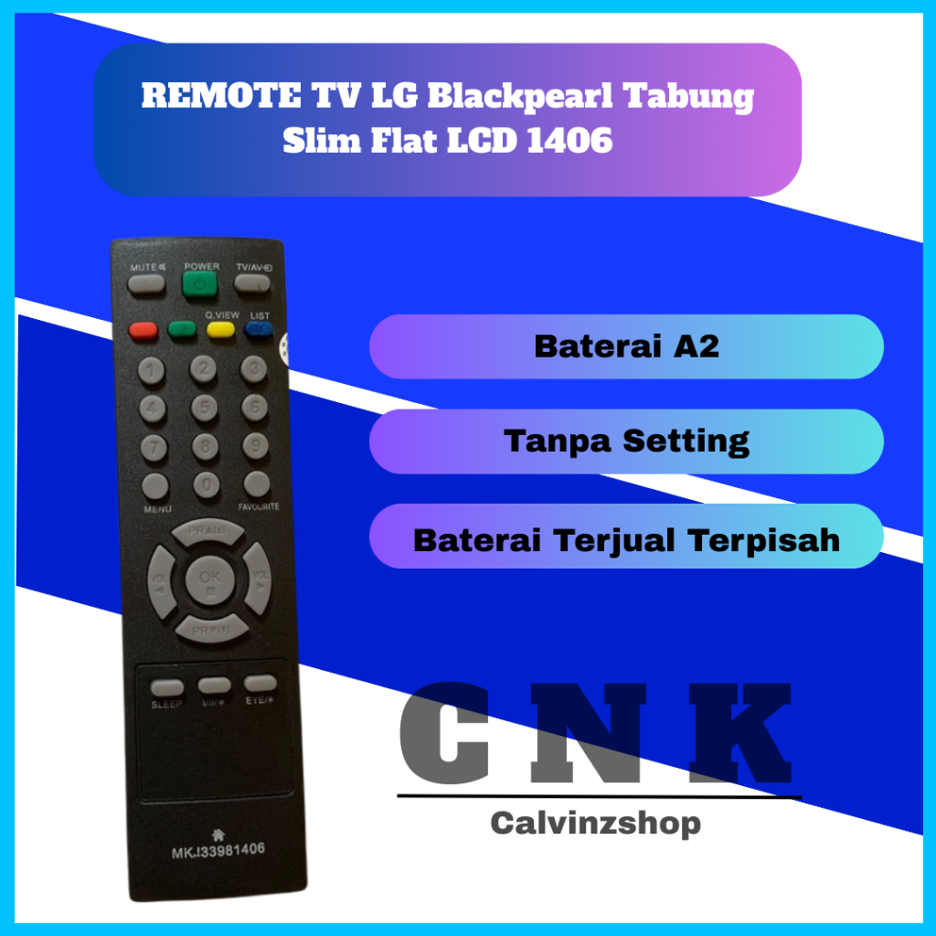 Remot Remote TV LG Tabung Slim Flat LCD MKJ33981406 (Pearl Black / Blackpearl)
