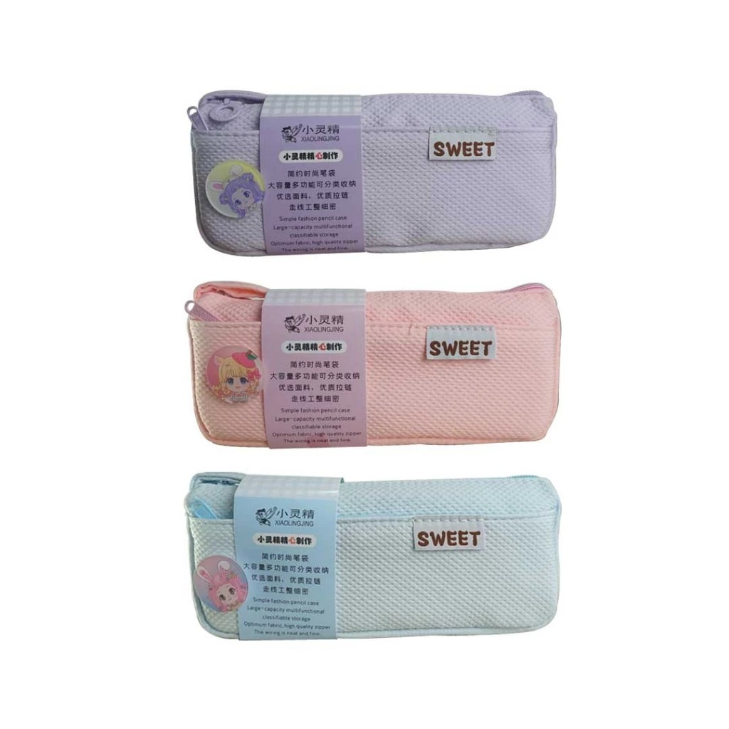 

XIAOLINGJING - TEMPAT PENSIL / KOTAK PENSIL KAIN RESLETING / PENCIL CASE BD-980 2 SLETING + PIN KARAKTER