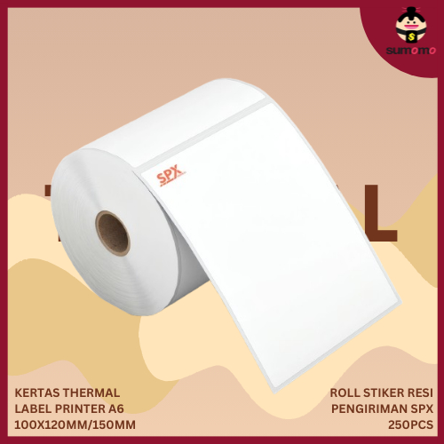 

Kertas Thermal Label Printer A6 100x120mm/150mm Roll Stiker Resi Pengiriman SPX 250Pcs