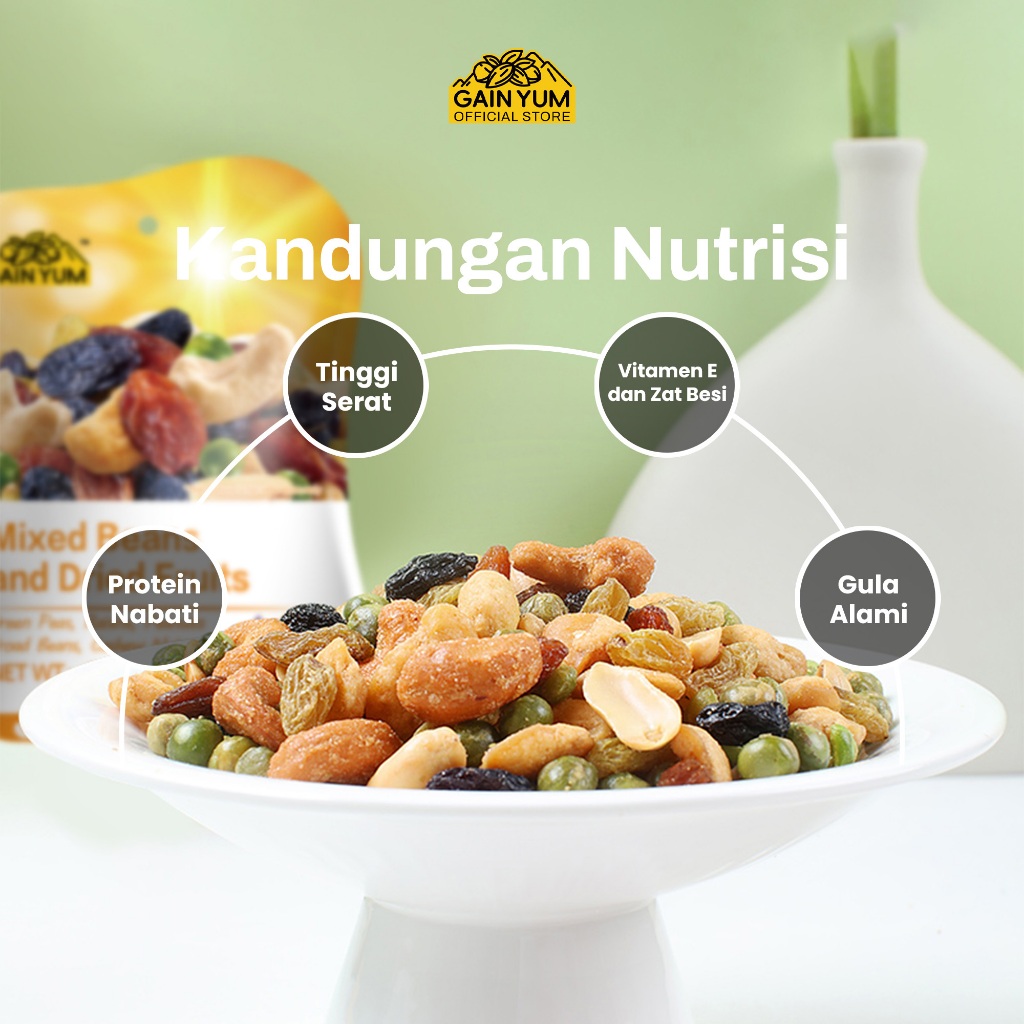 

QH Gain Yum - Kacang Campur dan Buah Kering Kam Yuens Mixed Beans and Dried Fruits 75G