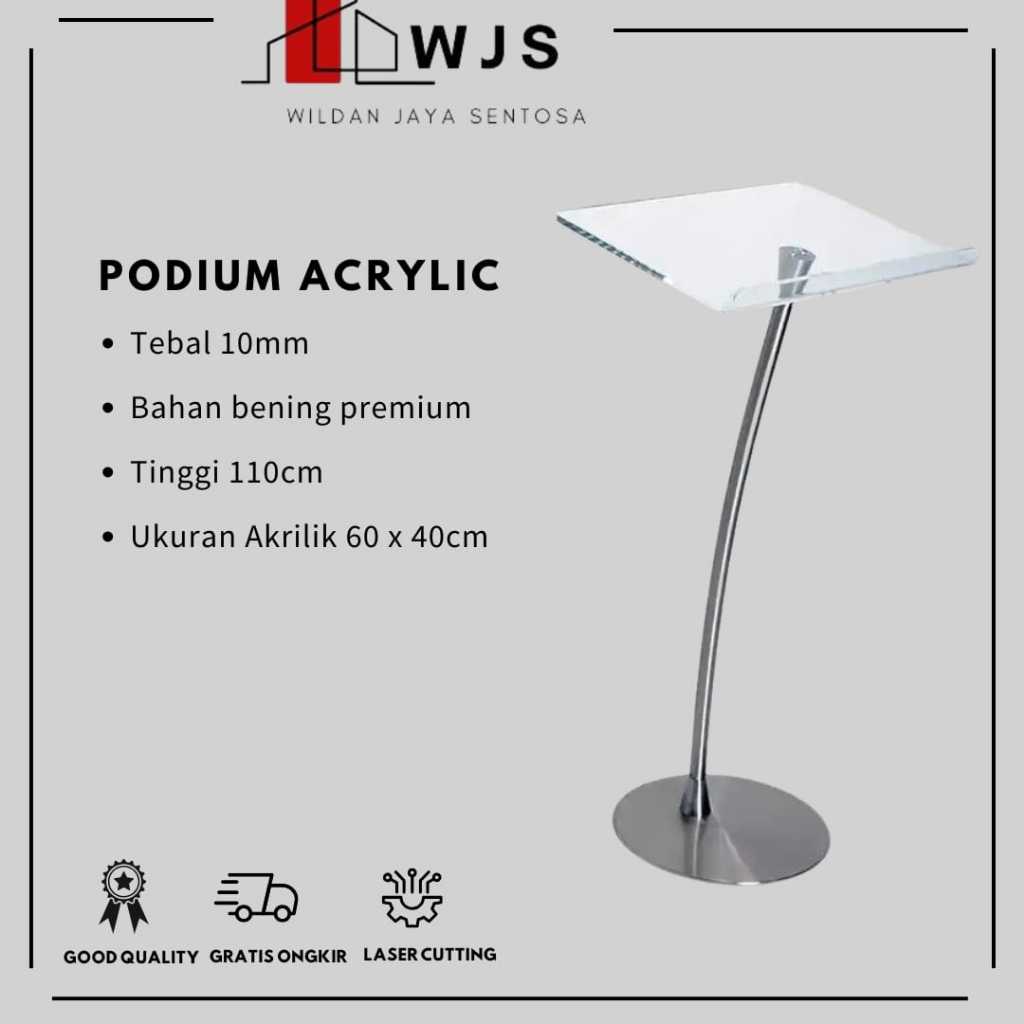 WJS - Podium Mimbar Akrilik Minimalis – Stand Pidato Gereja / Sekolah / Seminar / Presentasi