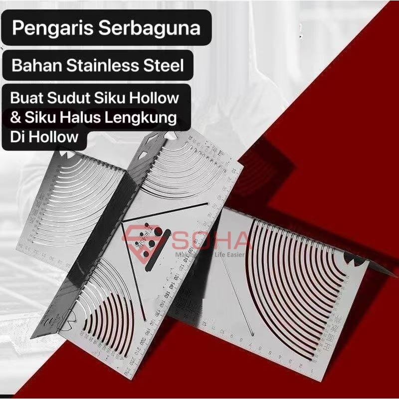 

TK-43 Penggaris Bisa Bending Hollow Buat Siku Halus Lengkung dan Potong Sudut Siku dan Rapi Besi Hollow